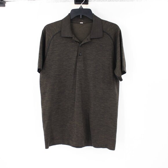 Lululemon Polo Shirt Mens Medium Time To Get Dirty Get Outside Get Sweaty Green - Picture 1 of 12